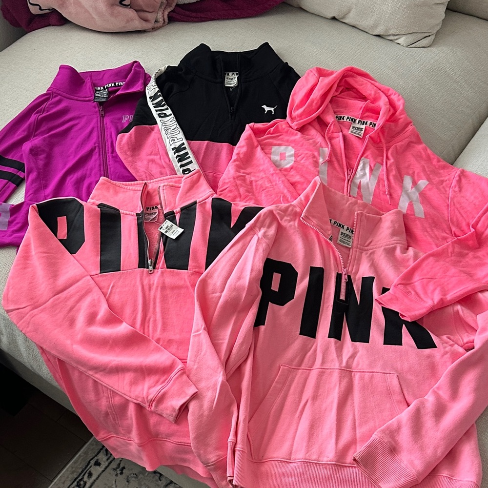 PINK Victoria's Secret Pink and Black Hoodie Set